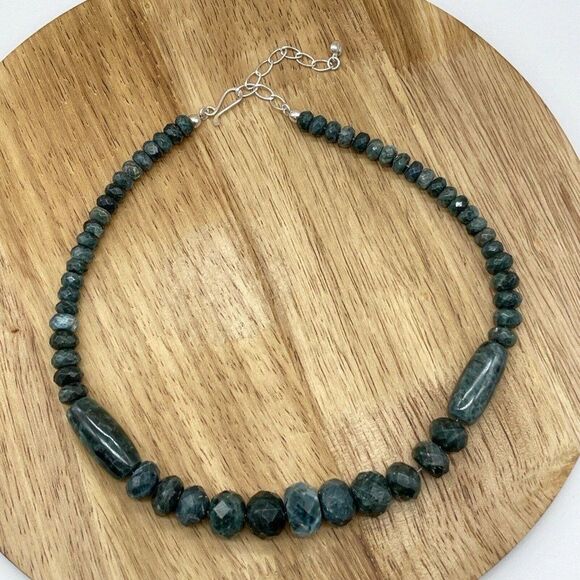 Jay King Teal Green Apatite 18" Sterling Silver Necklace Faceted Graduated Beads - Picture 3 of 11